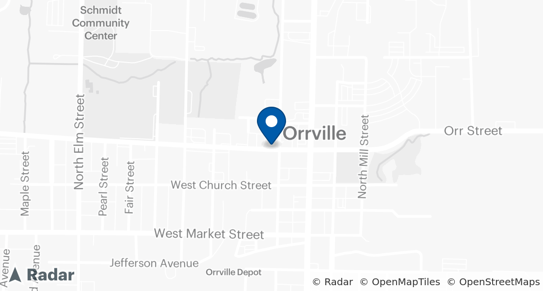 Map of Dairy Queen Location:: 225 W High St, Orrville, OH, 44667-1559